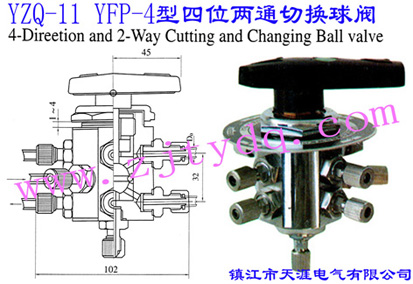 YZQ-11 YFP-4型四位兩通切換球閥YZQ-11 YFP-4 Four-direction and Two-way Cutting and Chaning Ball Valve